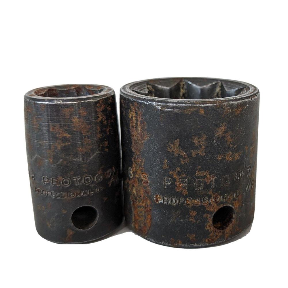 Proto 1/2" Drive Sockets 9/16 & 7/8 Professional Vintage 12-Point & 6 Point